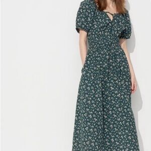 Uniqlo Floral Green Maxi Dress Like New 100% Cotton